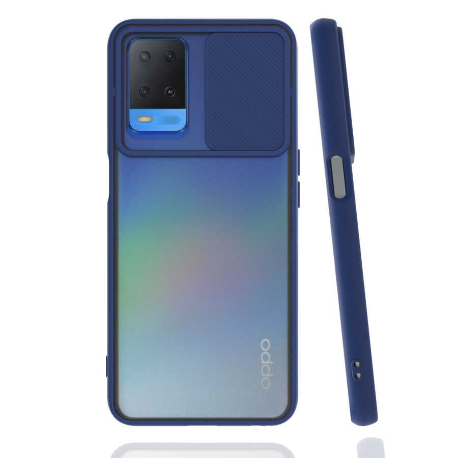 Oppo A54 4G Kılıf Zore Lensi Kapak Lacivert