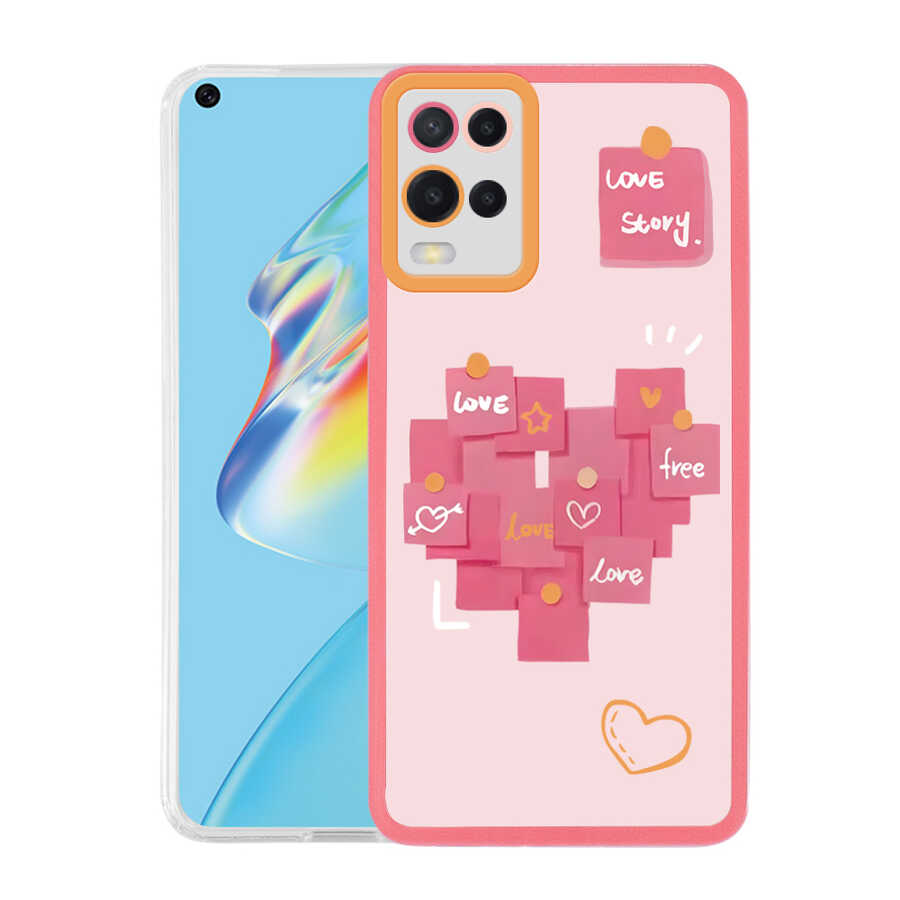 Oppo A54 4G Kılıf Zore M-Fit Desenli Kapak Love Story No2