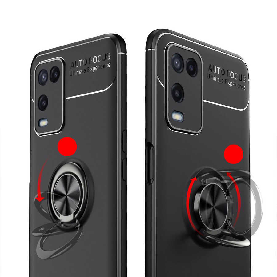 Oppo A54 4G Kılıf Zore Ravel Silikon Kapak Siyah-Kırmızı