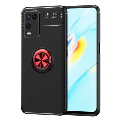 Oppo A54 4G Kılıf Zore Ravel Silikon Kapak Siyah-Kırmızı