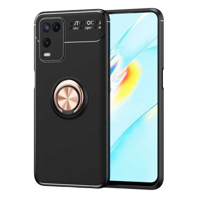 Oppo A54 4G Kılıf Zore Ravel Silikon Kapak Siyah-Rose Gold