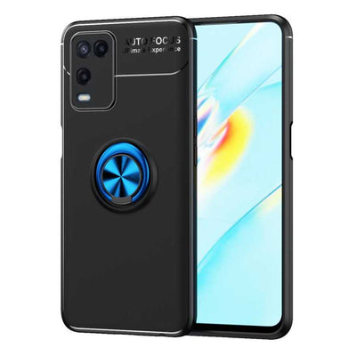 Oppo A54 4G Kılıf Zore Ravel Silikon Kapak Siyah-Mavi