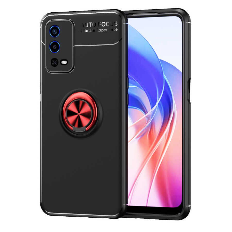 Oppo A55 4G Kılıf Zore Ravel Silikon Kapak Siyah-Mavi