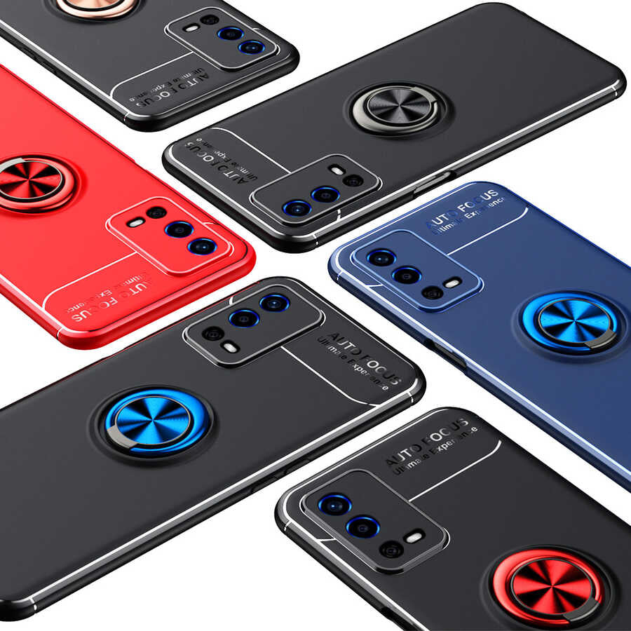 Oppo A55 4G Kılıf Zore Ravel Silikon Kapak Siyah-Kırmızı