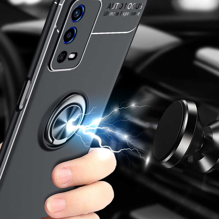 Oppo A55 4G Kılıf Zore Ravel Silikon Kapak Siyah-Kırmızı