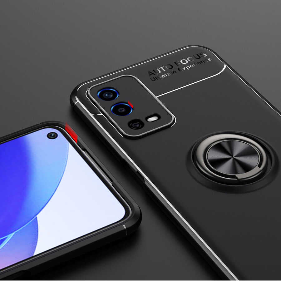 Oppo A55 4G Kılıf Zore Ravel Silikon Kapak Siyah-Rose Gold