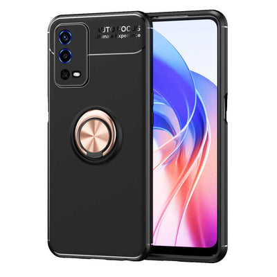 Oppo A55 4G Kılıf Zore Ravel Silikon Kapak Siyah-Rose Gold