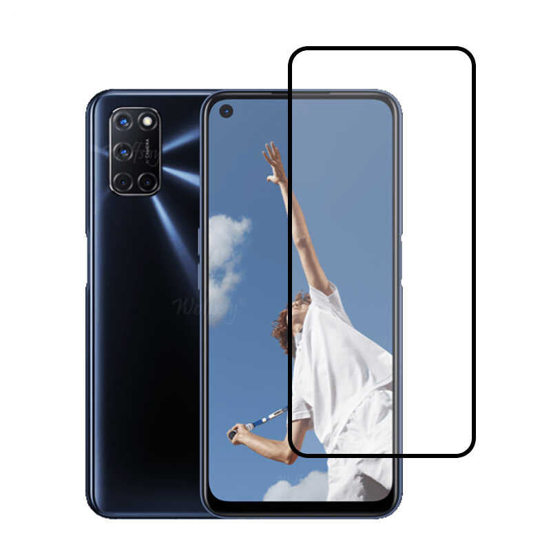 Oppo A72 Zore Kenarları Kırılmaya Dayanıklı Cam Ekran Koruyucu Siyah