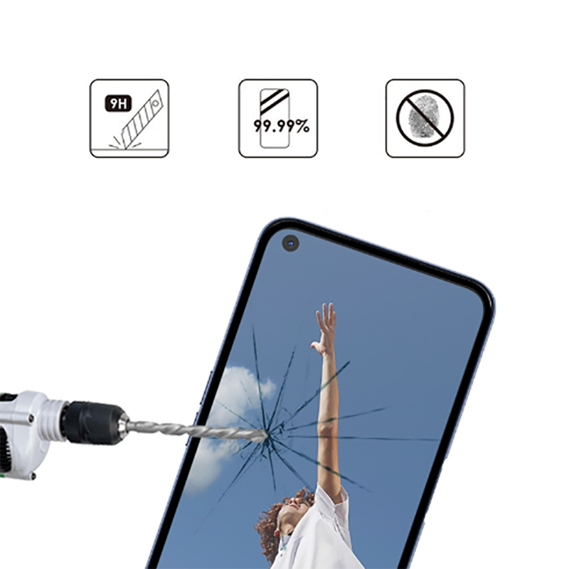 Oppo A72 Zore Kenarları Kırılmaya Dayanıklı Cam Ekran Koruyucu Siyah