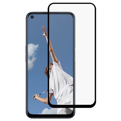 Oppo A72 Zore Kenarları Kırılmaya Dayanıklı Cam Ekran Koruyucu Siyah
