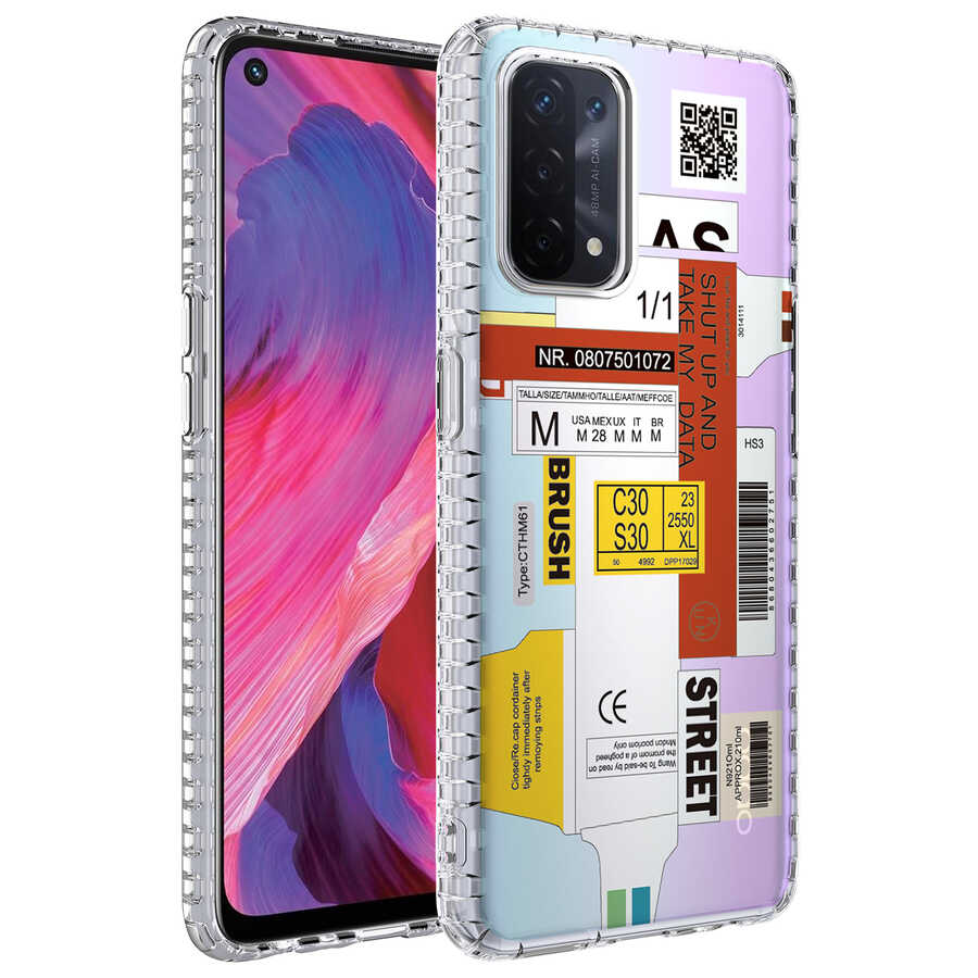Oppo A74 4G Kılıf Airbag Kenarlı Renkli Desenli Silikon Zore Elegans Kapak NO2
