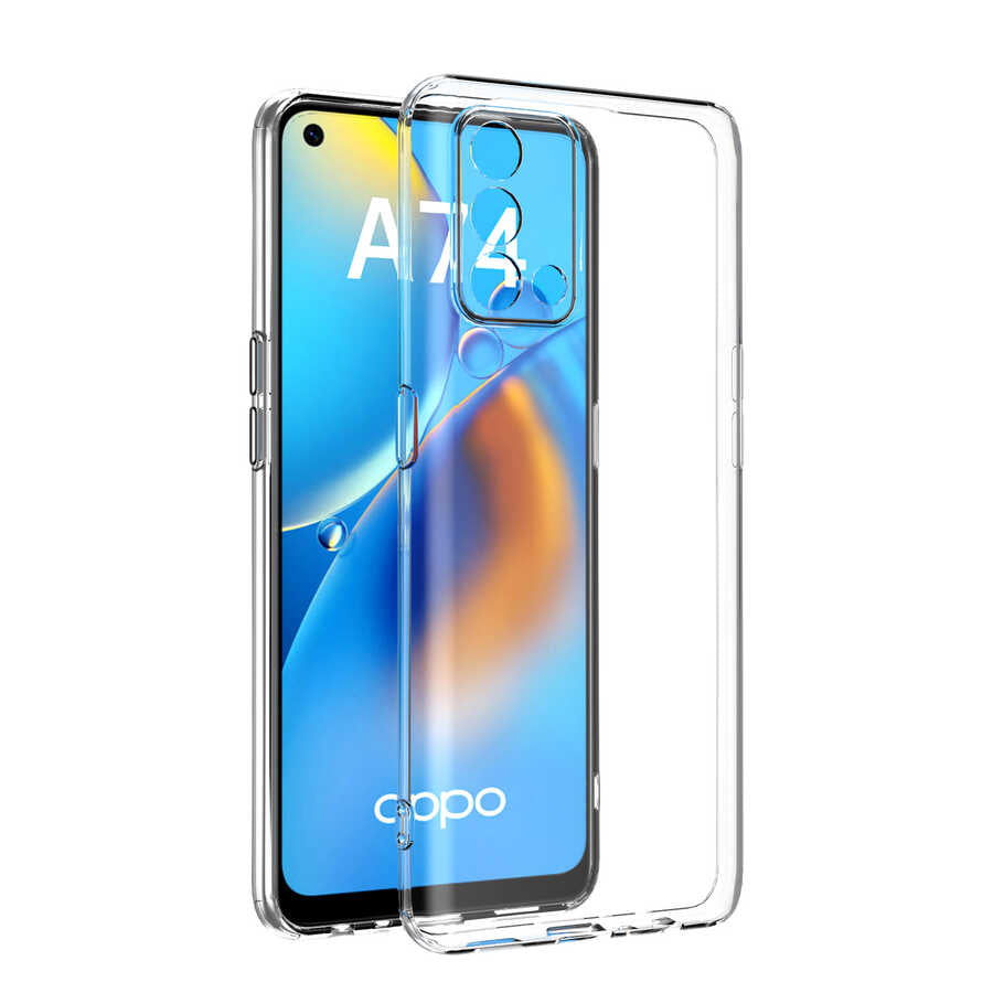 Oppo A74 4G Kılıf Zore Kamera Korumalı Süper Silikon Kapak Renksiz