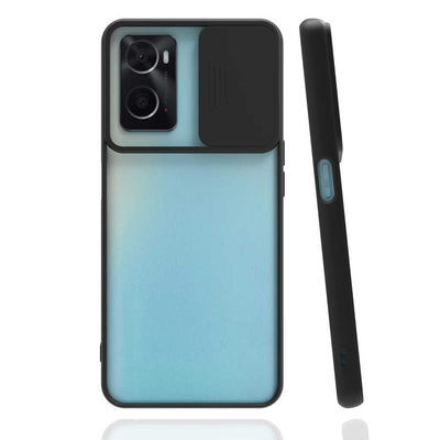 Oppo A76 Kılıf Zore Lensi Kapak Siyah