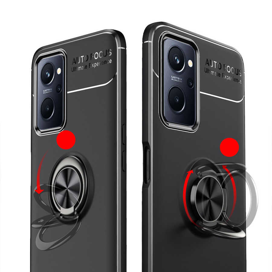 Oppo A76 Kılıf Zore Ravel Silikon Kapak Siyah-Mavi