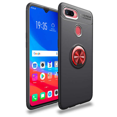 Oppo A7X Kılıf Zore Ravel Silikon Kapak Siyah-Kırmızı