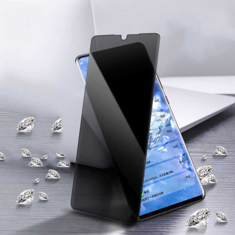 Oppo A7X Zore New 5D Privacy Temperli Ekran Koruyucu Siyah