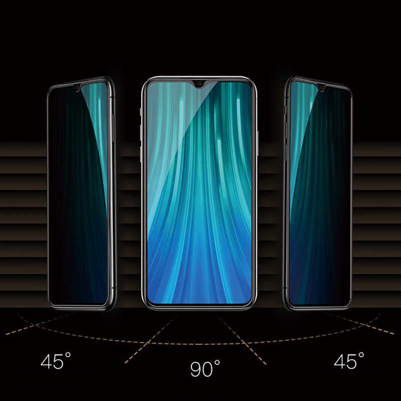 Oppo A7X Zore New 5D Privacy Temperli Ekran Koruyucu Siyah