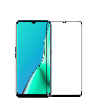 Oppo A9 2020 Zore Kenarları Kırılmaya Dayanıklı Cam Ekran Koruyucu Siyah