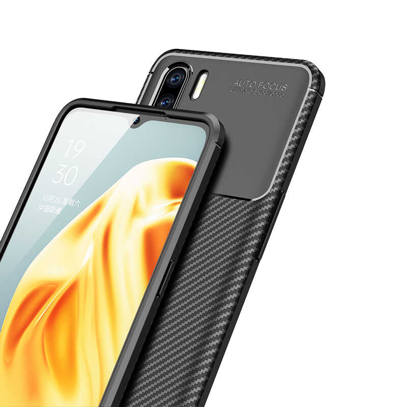 Oppo A91 Kılıf Zore Negro Silikon Kapak Kahverengi