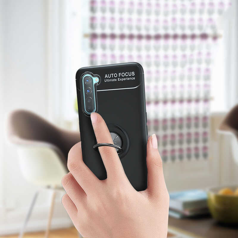 Oppo A91 Kılıf Zore Ravel Silikon Kapak Siyah-Kırmızı