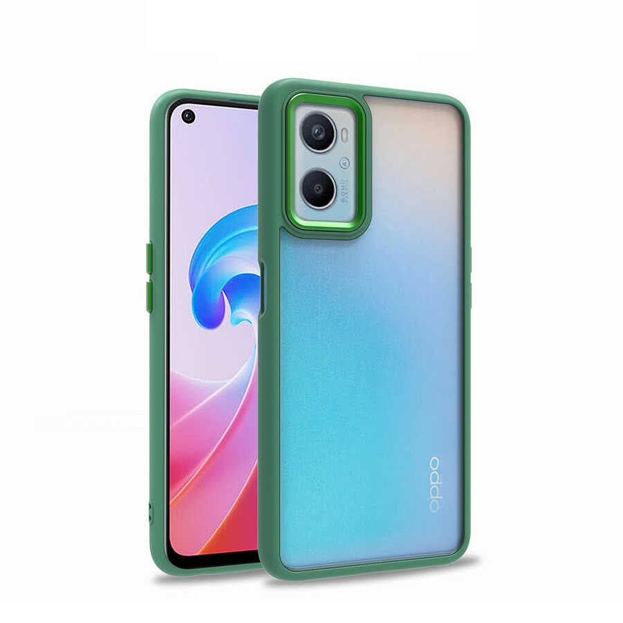 Oppo A96 4G Kılıf Zore Flora Kapak Yeşil