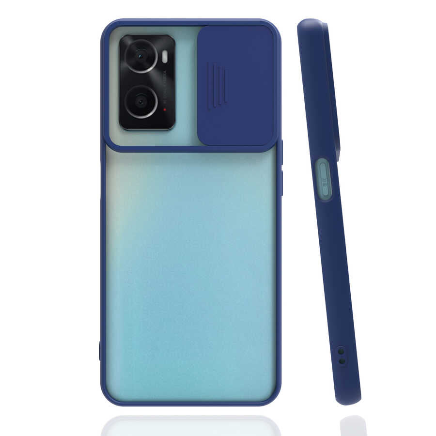 Oppo A96 4G Kılıf Zore Lensi Kapak Lacivert