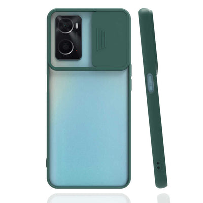 Oppo A96 4G Kılıf Zore Lensi Kapak Koyu Yeşil