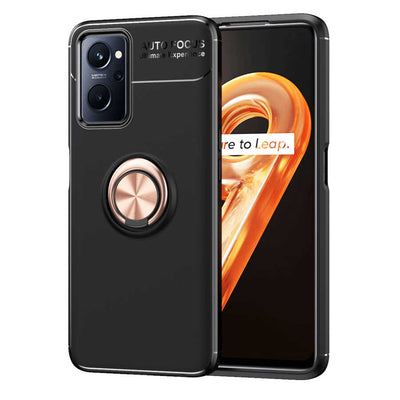 Oppo A96 4G Kılıf Zore Ravel Silikon Kapak Siyah-Rose Gold