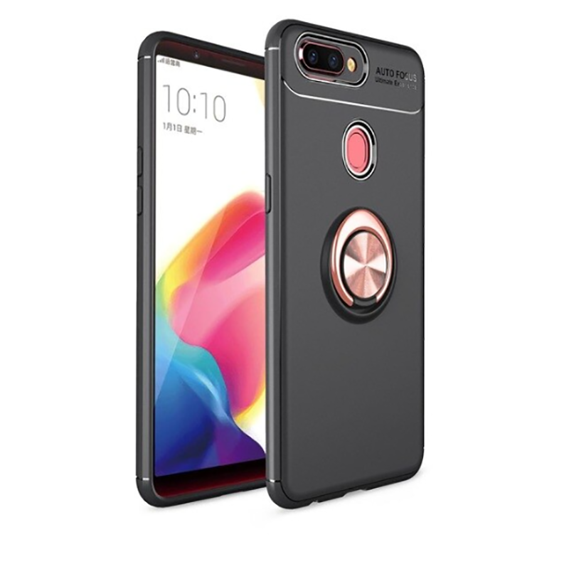 Oppo AX7 Kılıf Zore Ravel Silikon Kapak Siyah-Rose Gold