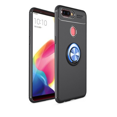 Oppo AX7 Kılıf Zore Ravel Silikon Kapak Siyah-Mavi