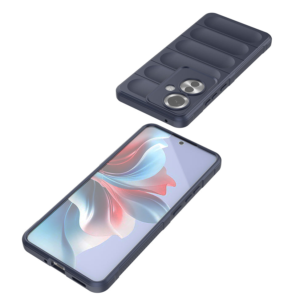 Oppo Reno 11F 5G Kılıf Esnek TPU Oyuklu Arka Yüzey Tasarımlı Zore Etnik Silikon Kapak Lacivert