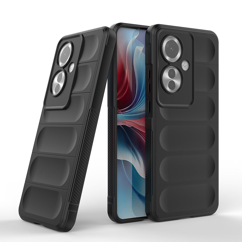 Oppo Reno 11F 5G Kılıf Esnek TPU Oyuklu Arka Yüzey Tasarımlı Zore Etnik Silikon Kapak Siyah