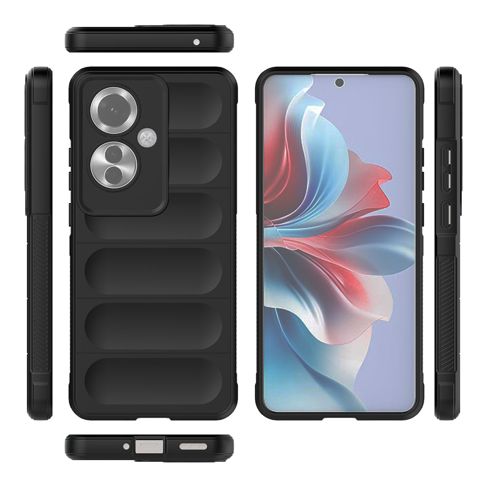 Oppo Reno 11F 5G Kılıf Esnek TPU Oyuklu Arka Yüzey Tasarımlı Zore Etnik Silikon Kapak Siyah