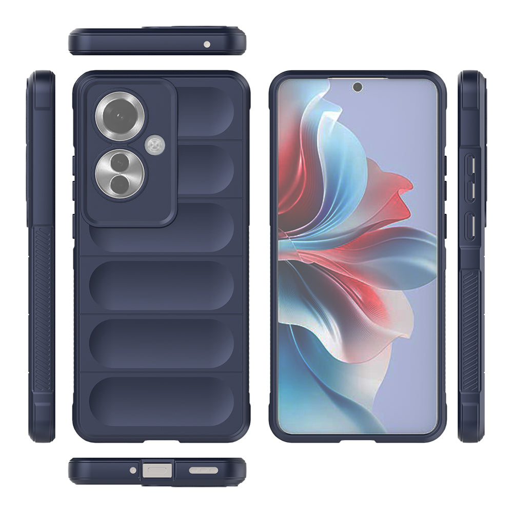 Oppo Reno 11F 5G Kılıf Esnek TPU Oyuklu Arka Yüzey Tasarımlı Zore Etnik Silikon Kapak Lacivert