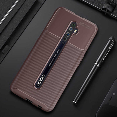 Oppo Reno 2 Kılıf Zore Negro Silikon Kapak Kahverengi