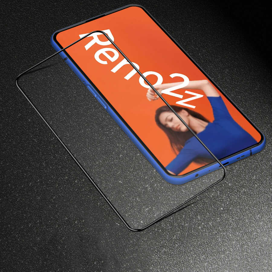 Oppo Reno 2Z Davin 5D Cam Ekran Koruyucu Siyah