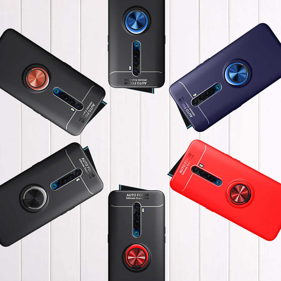 Oppo Reno 2Z Kılıf Zore Ravel Silikon Kapak Siyah-Kırmızı