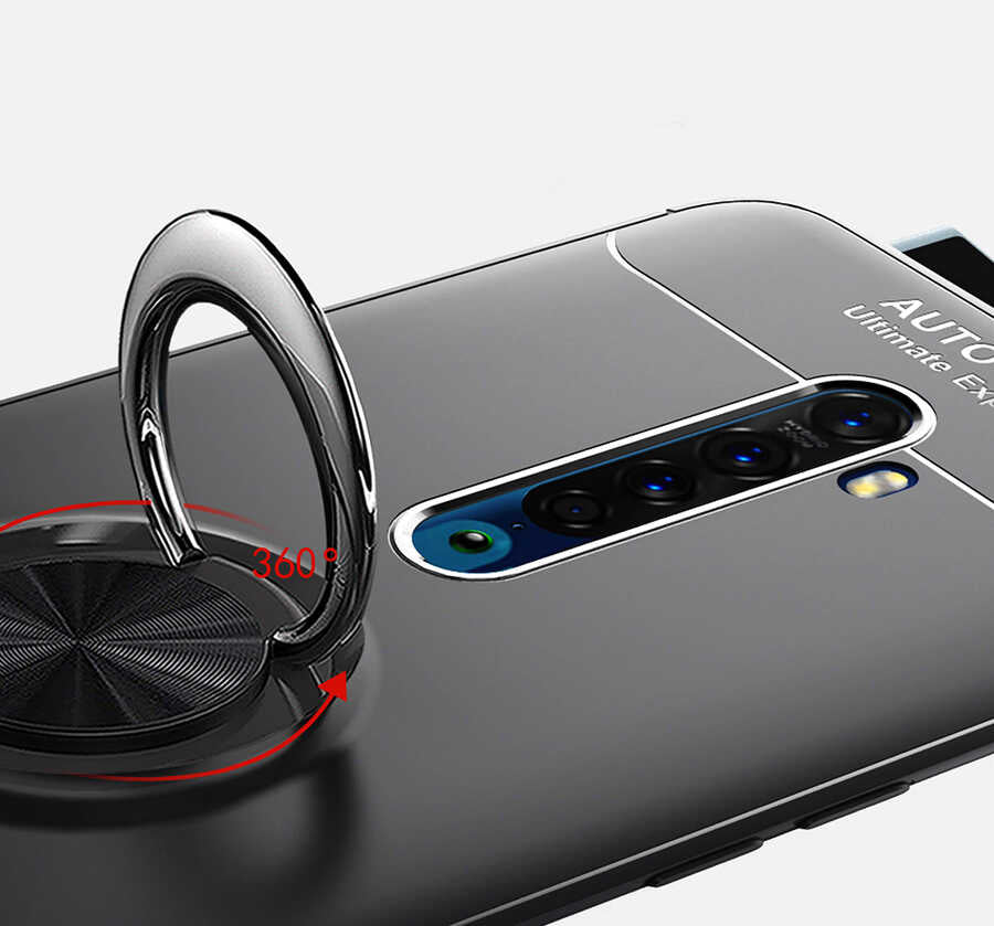 Oppo Reno 2Z Kılıf Zore Ravel Silikon Kapak Siyah-Kırmızı