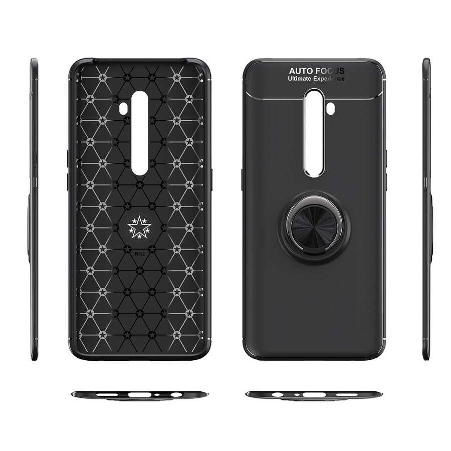 Oppo Reno 2Z Kılıf Zore Ravel Silikon Kapak Siyah-Kırmızı