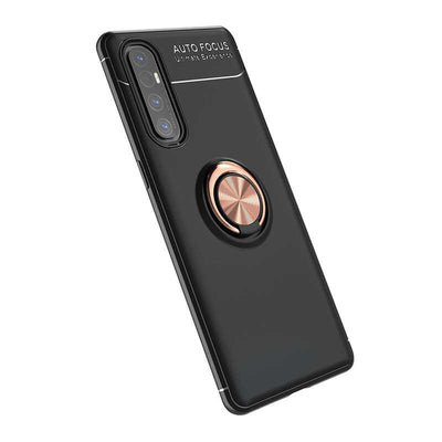 Oppo Reno 3 Pro 5G Kılıf Zore Ravel Silikon Kapak Siyah-Rose Gold