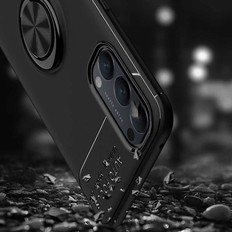 Oppo Reno 4 Kılıf Zore Ravel Silikon Kapak Siyah-Kırmızı