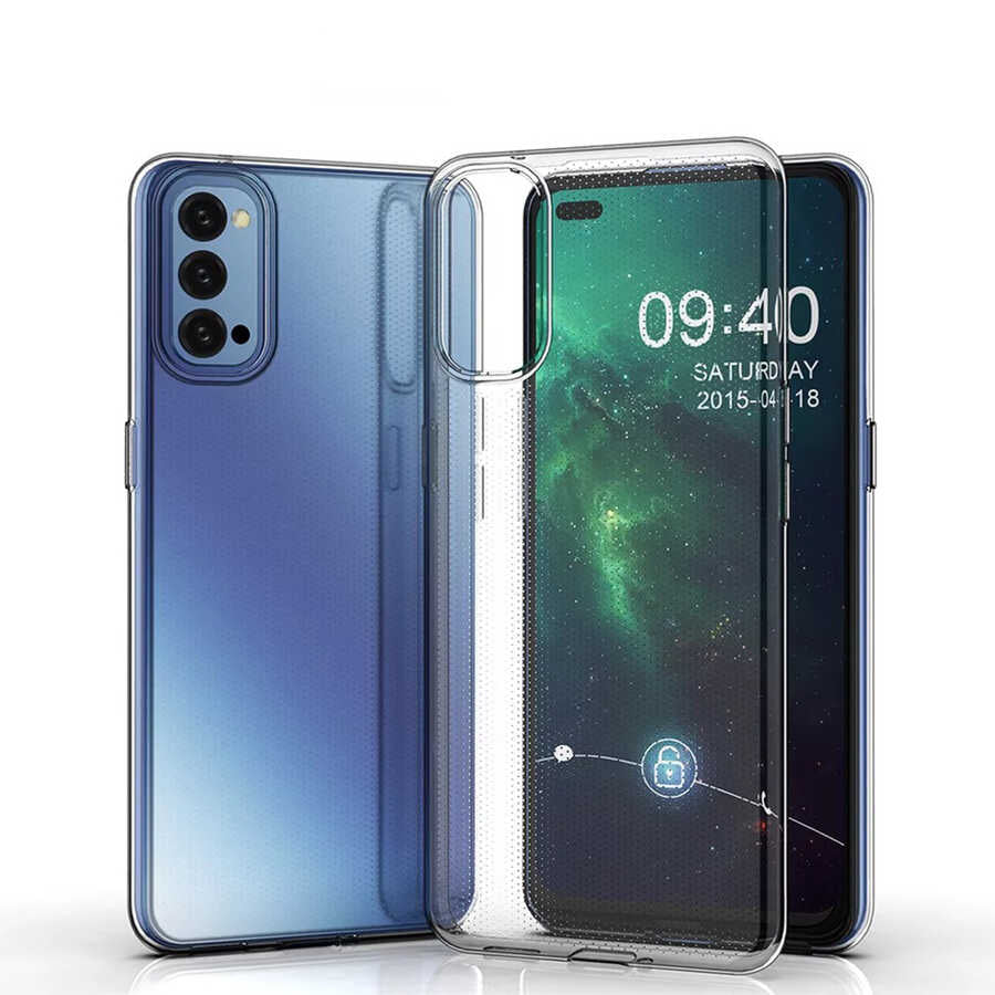 Oppo Reno 4 Kılıf Zore Süper Silikon Kapak Renksiz