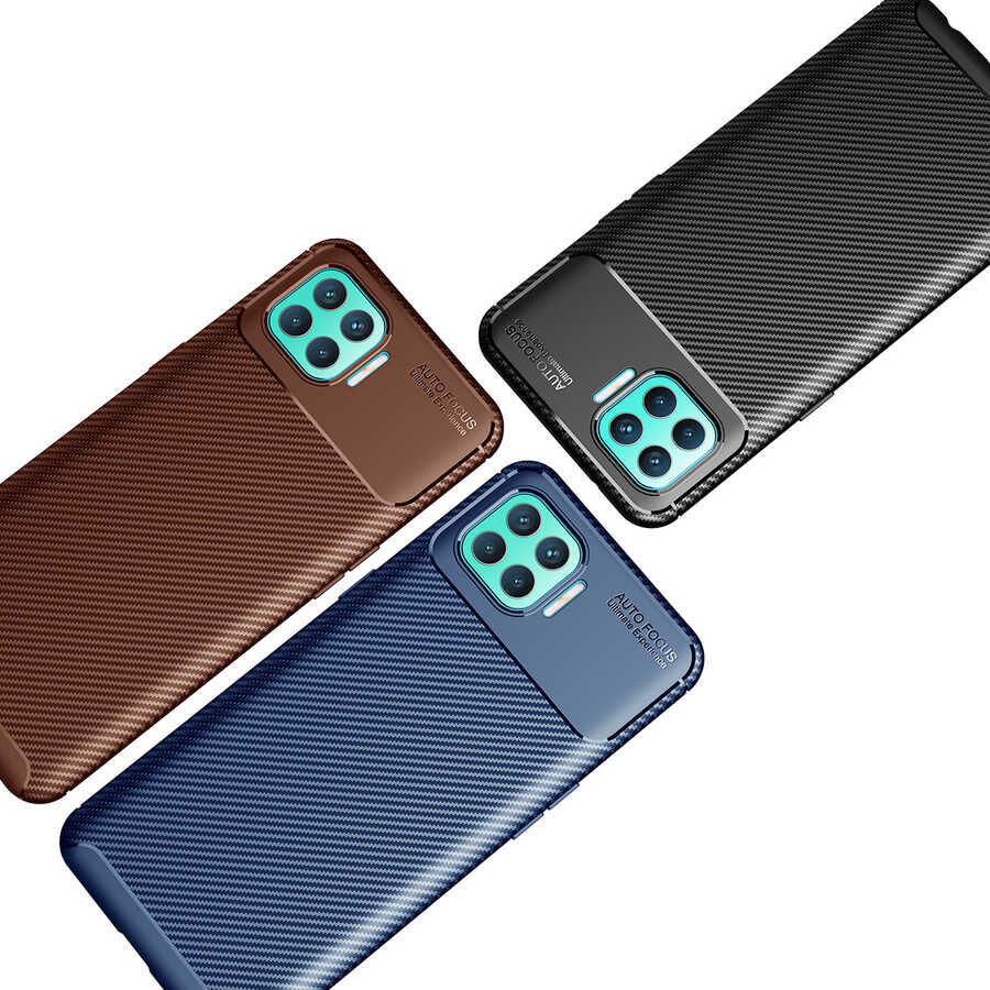 Oppo Reno 4 Lite Kılıf Zore Negro Silikon Kapak Kahverengi