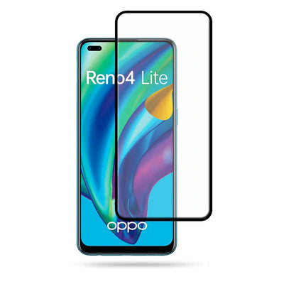 Oppo Reno 4 Lite Zore Kenarları Kırılmaya Dayanıklı Cam Ekran Koruyucu Siyah
