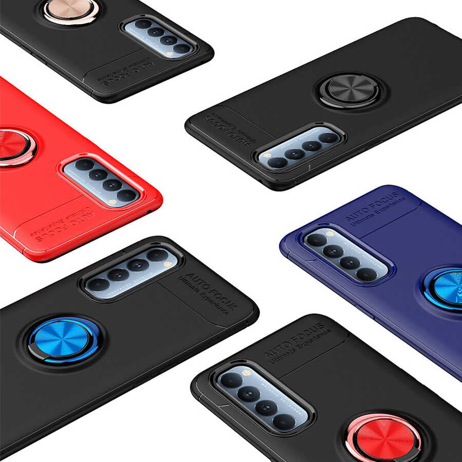 Oppo Reno 4 Pro 4G Kılıf Zore Ravel Silikon Kapak Siyah-Mavi