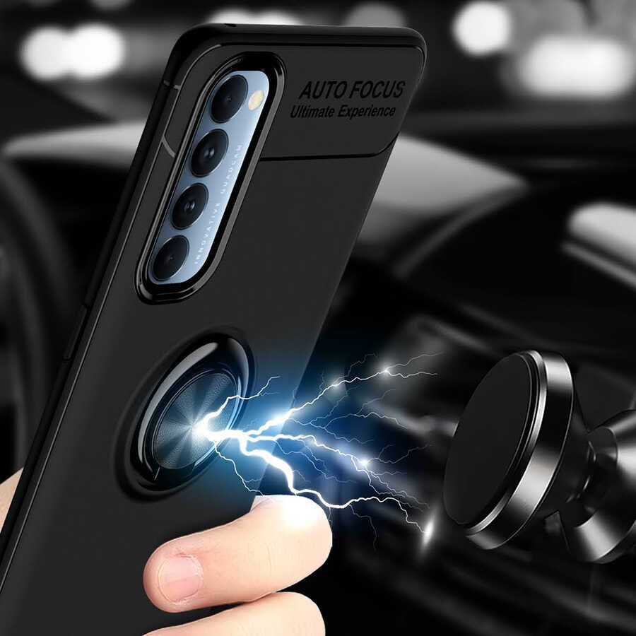 Oppo Reno 4 Pro 4G Kılıf Zore Ravel Silikon Kapak Siyah-Rose Gold