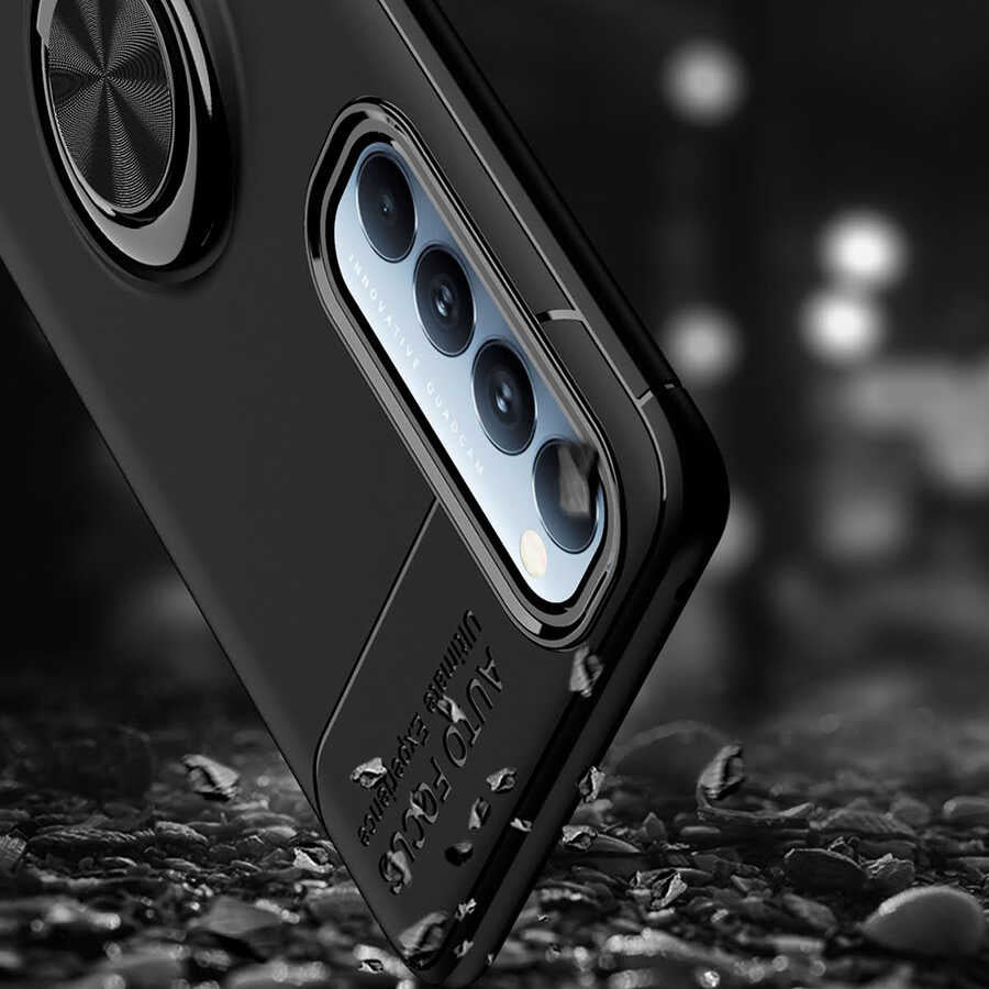 Oppo Reno 4 Pro 4G Kılıf Zore Ravel Silikon Kapak Siyah-Rose Gold