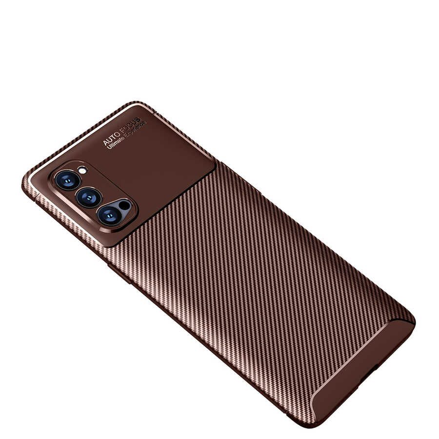 Oppo Reno 4 Pro 5G Kılıf Zore Negro Silikon Kapak Kahverengi