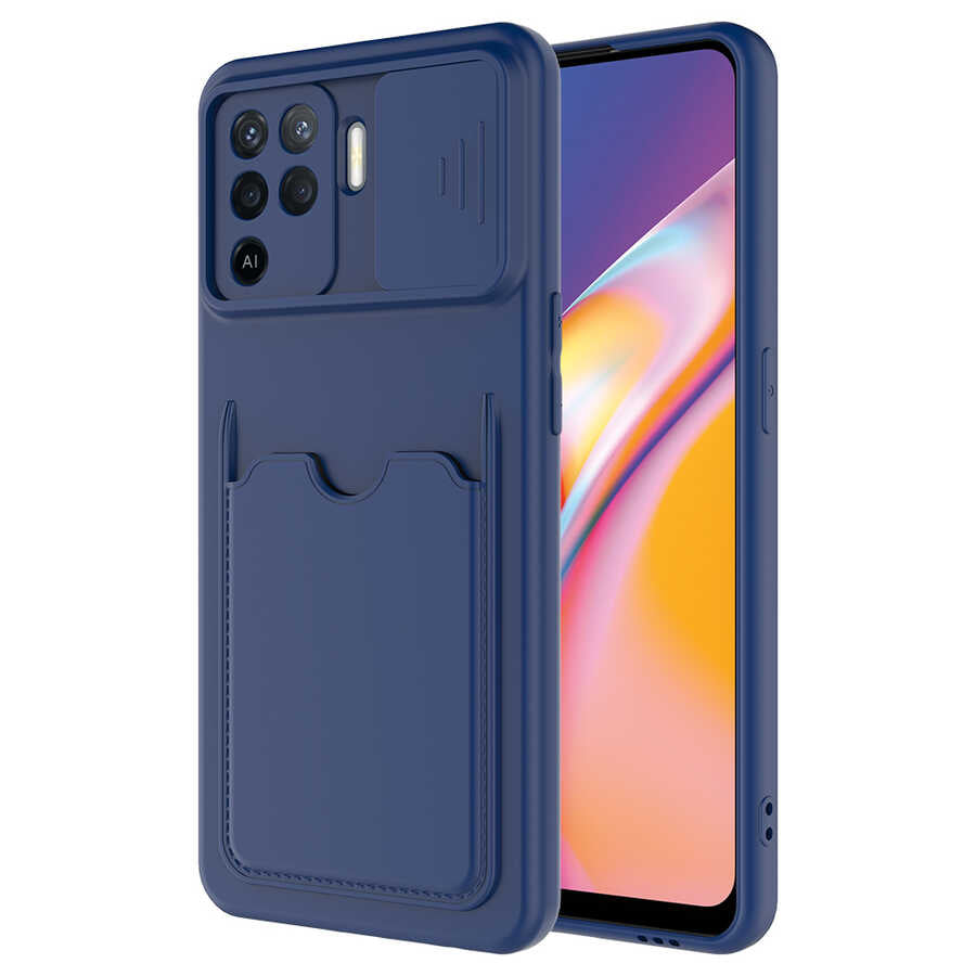 Oppo Reno 5 Lite Kılıf Zore Kartix Kapak Lacivert