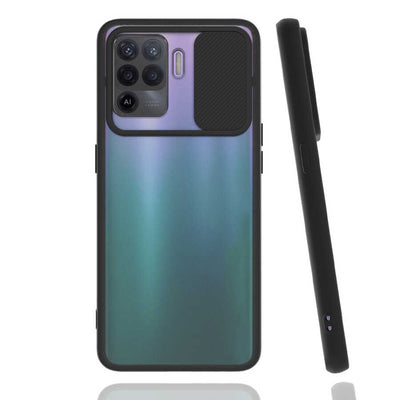 Oppo Reno 5 Lite Kılıf Zore Lensi Kapak Siyah
